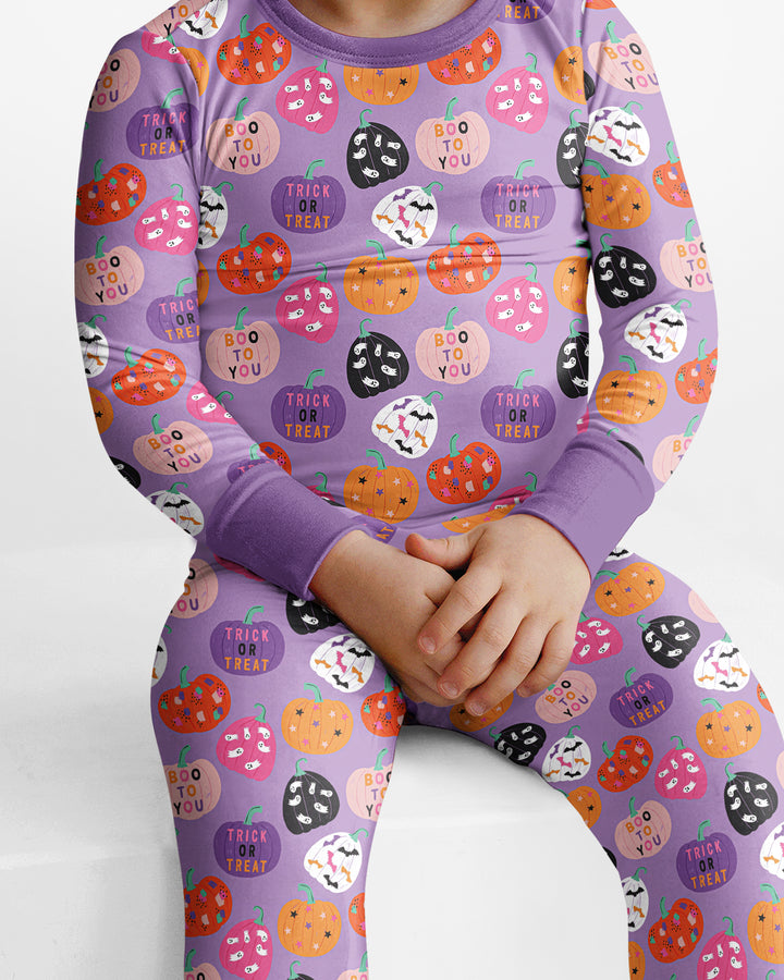 Boo Pumpkin Season Bamboo Two Piece Long Sleeve Pajama Set