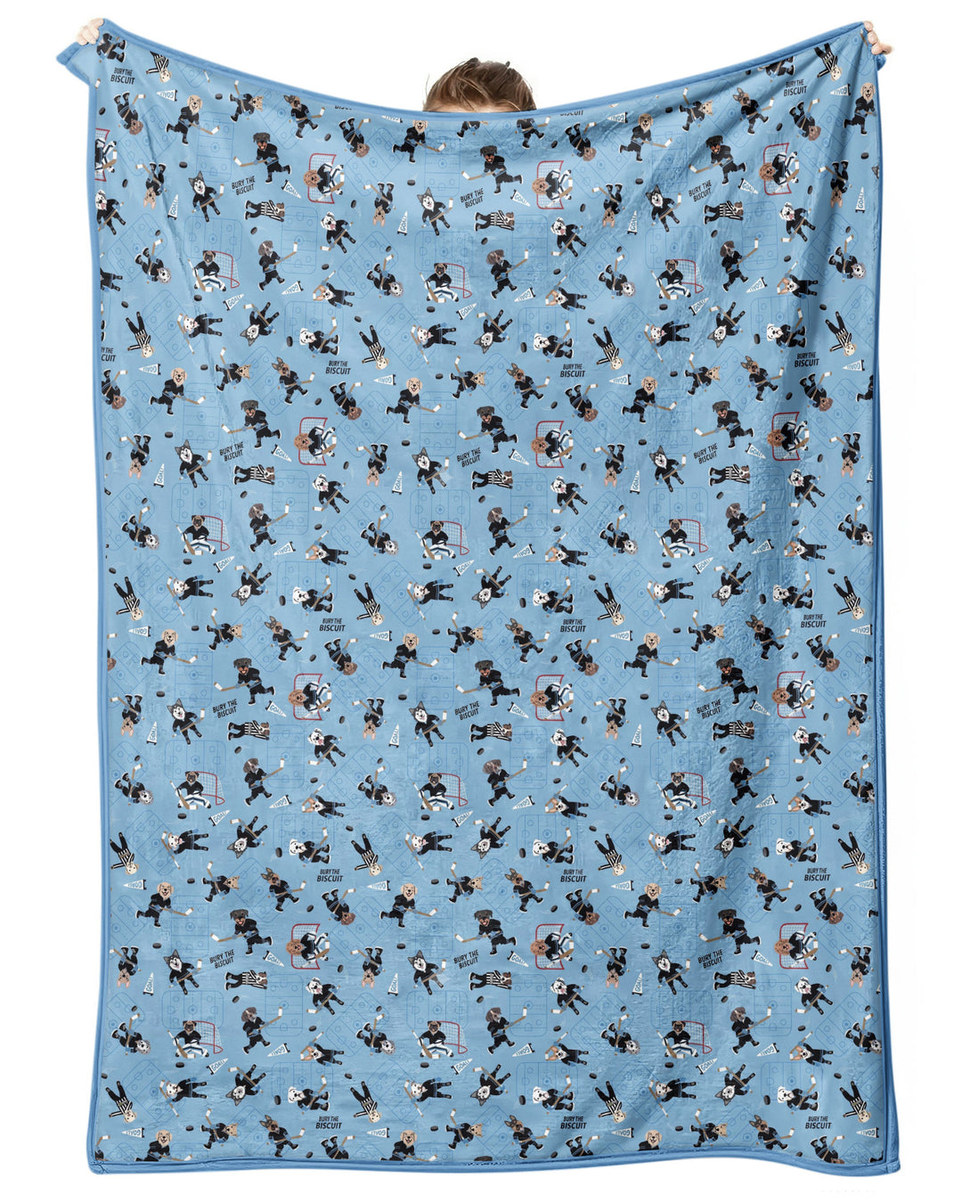 Hockey Dogs - Blue and Black Bamboo Blanket