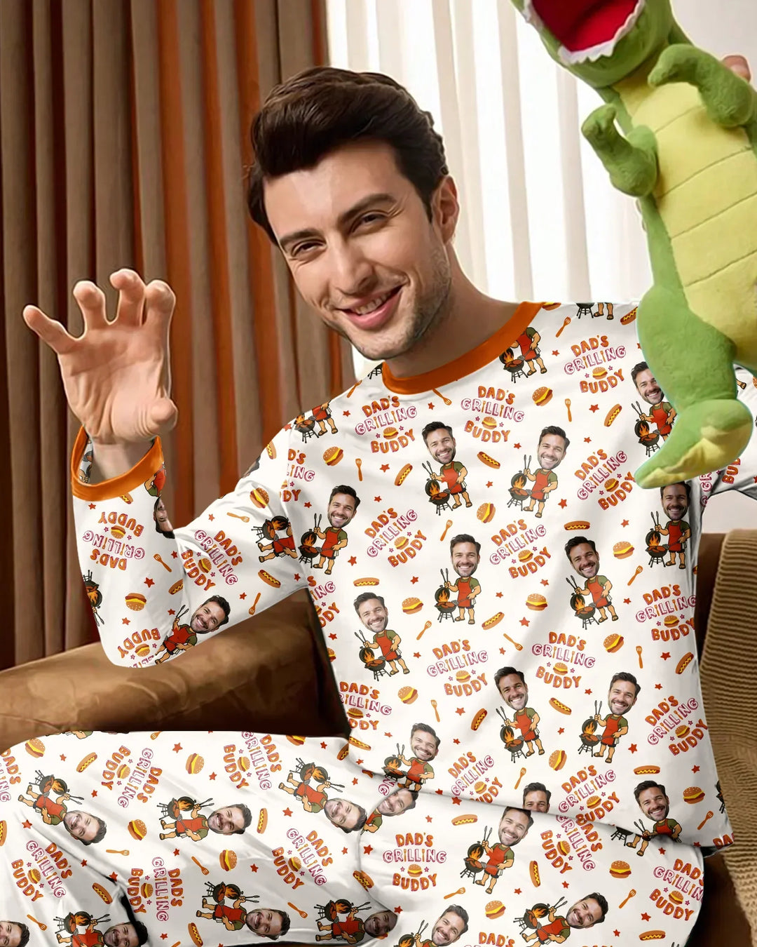 Custom Photo Dad's Grilling Buddy Family Matching Bamboo Men's Pajama Set
