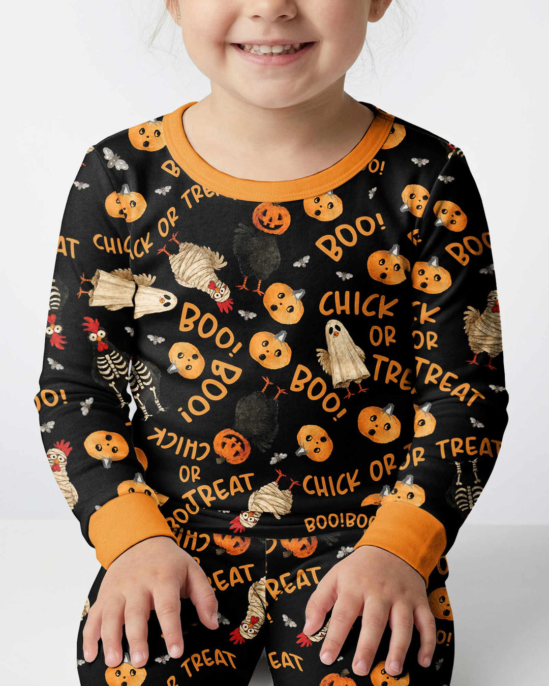 Halloween Chick or Treat Bamboo Two Piece Long Sleeve Pajama Set