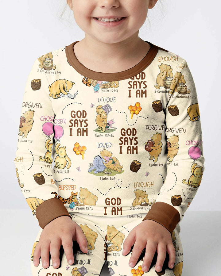 God Says I Am – Little Blessings Bamboo Two Piece Long Sleeve Pajama Set