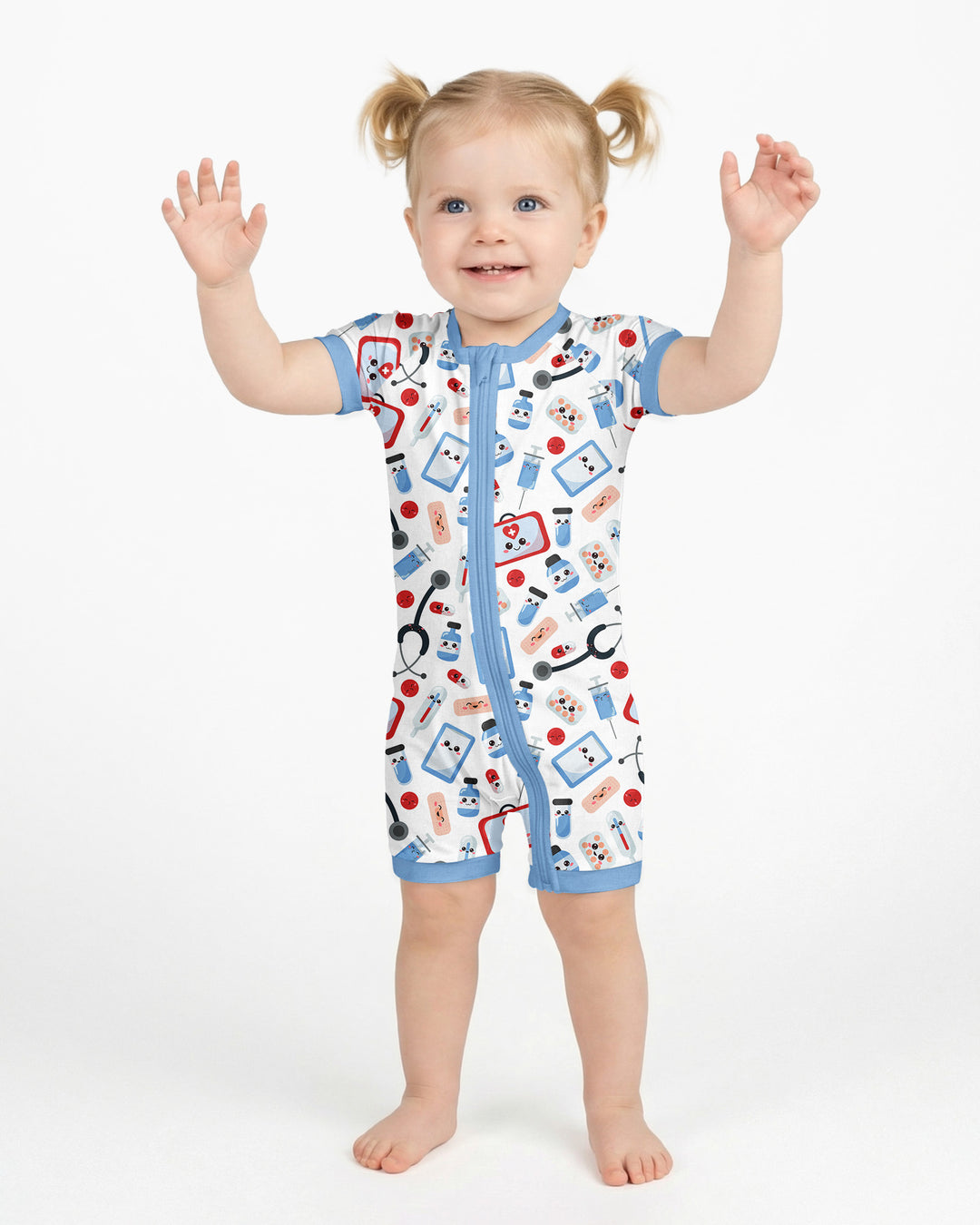 Medical Buddies Bamboo Shorty Zippered Romper