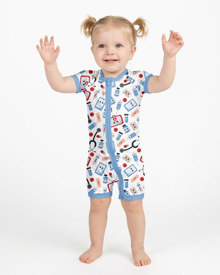 Medical Buddies Bamboo Shorty Zippered Romper