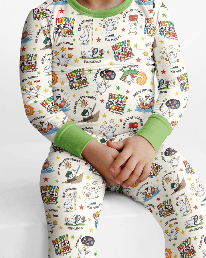 Silly Goose Happy Last Day of School Bamboo Two Piece Long Sleeve Pajama Set