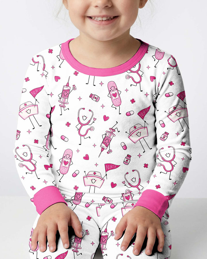 Conjunto de pijama de dos piezas de bambú de manga larga para toda la familia "Coastal Charm"