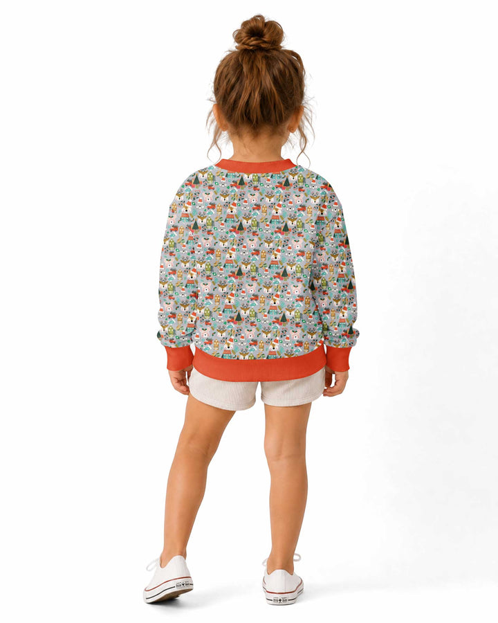 Christmas Woodland Deer Fox Bear Bamboo Crewneck Sweatshirt