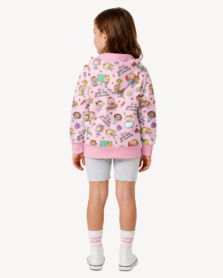 Kapuzenpullover aus Bambus mit hebräischem Alphabet und Reißverschluss