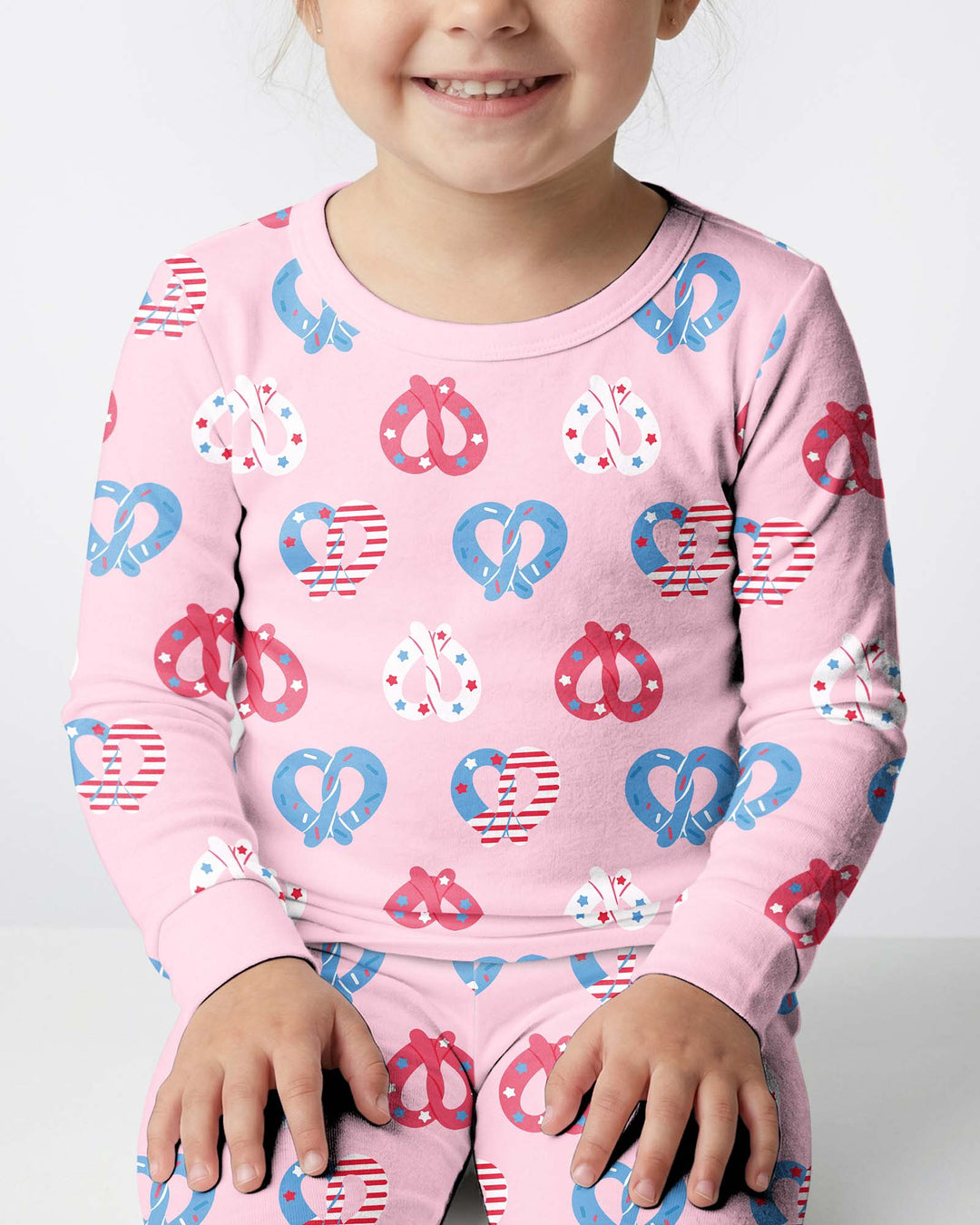 4th of July Pretzel  Bamboo Two Piece Long Sleeve Pajama Set