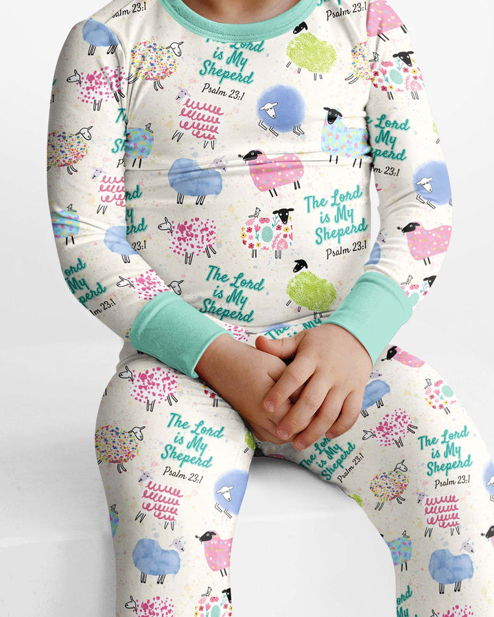 The Lord Is My Shepherd Psalm 23 Bamboo Two Piece Long Sleeve Pajama Set