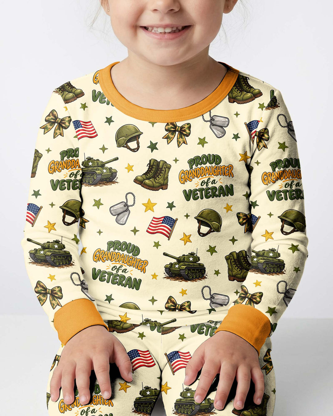 Proud Grandchild Of A Veteran Bamboo Two Piece Long Sleeve Pajama Set