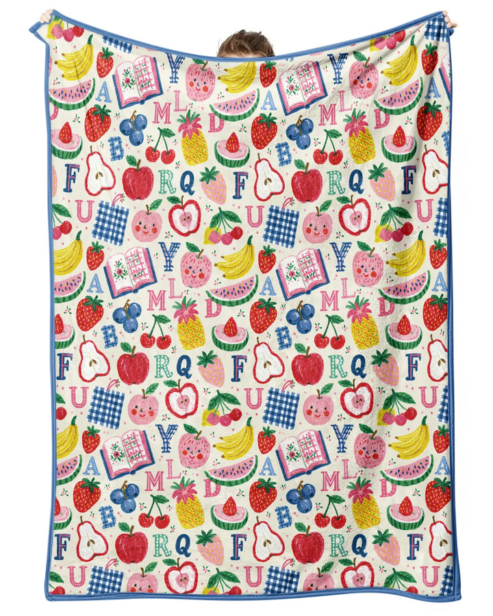 Back To School Fruit Alphabet Bamboo Blanket