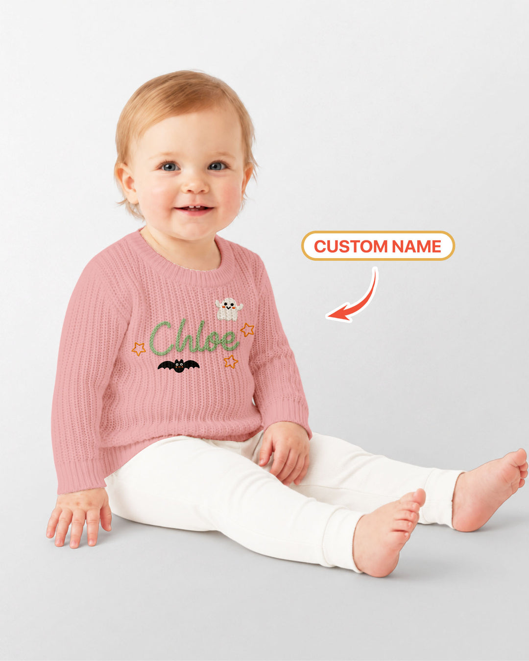 Happy Halloween Embroidered Baby Name Bamboo Knit Sweater Bubble
