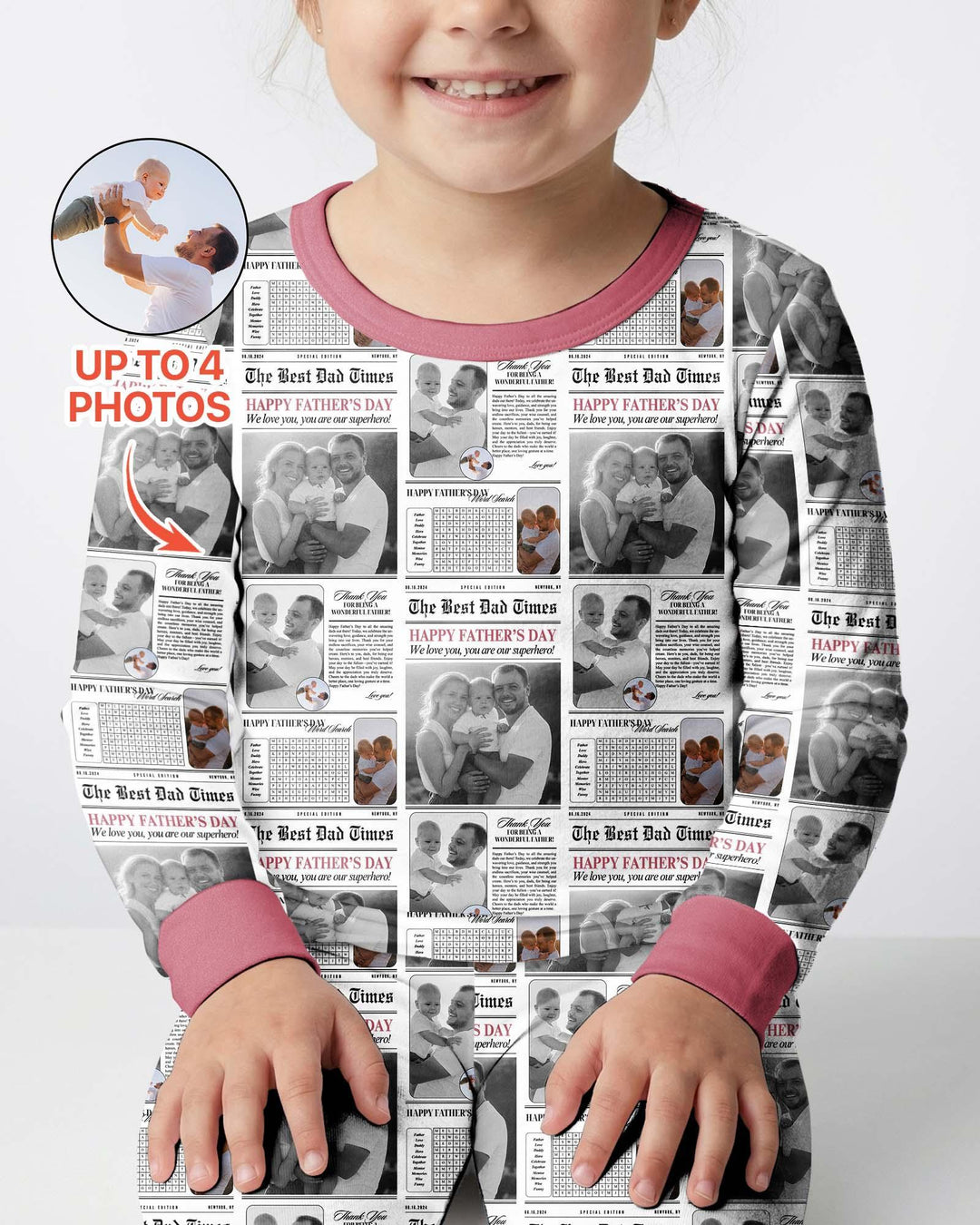Custom Photo The Best Dad Times Bamboo Two Piece Long Sleeve Pajama Set