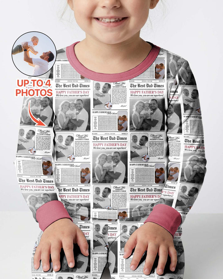 Custom Photo The Best Dad Times Bamboo Two Piece Long Sleeve Pajama Set