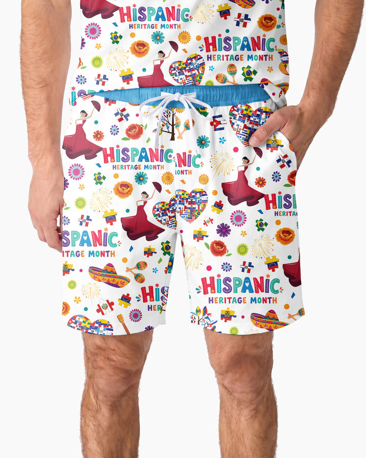 Fiesta Hispanic Heritage Month Bamboo Men Short Sleeve Short Pajama Set