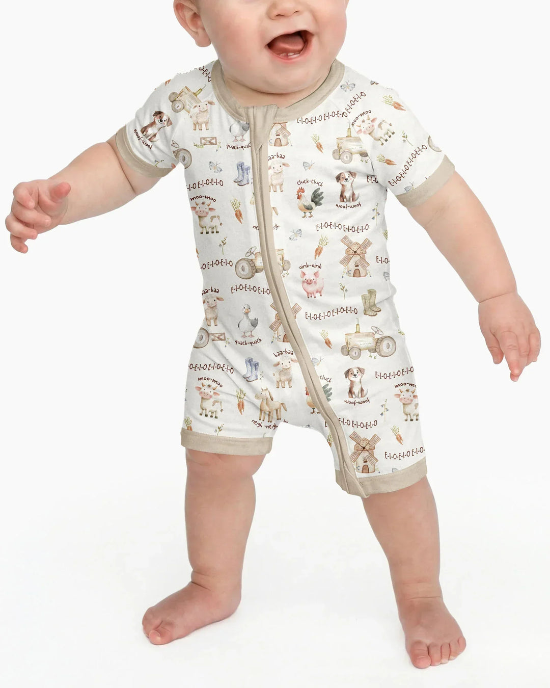 Old McDonald Farm Family Matching Bamboo Shorty Zippy