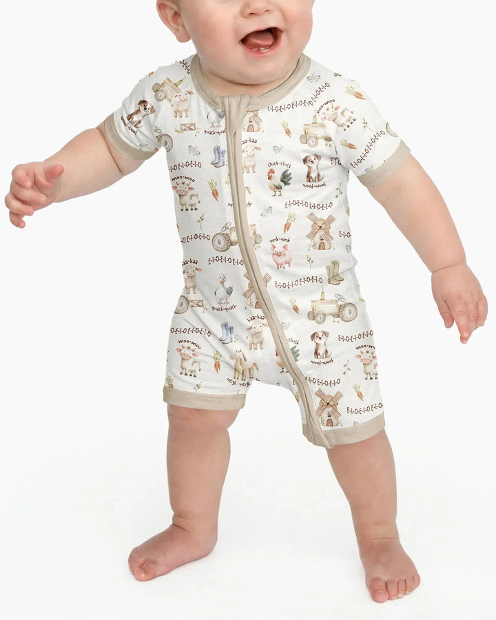 Old McDonald Farm Family Matching Bamboo Shorty Zippy