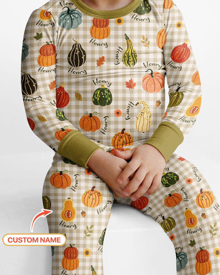 Zweiteiliges Langarm-Pyjama-Set mit Sommerfrüchten