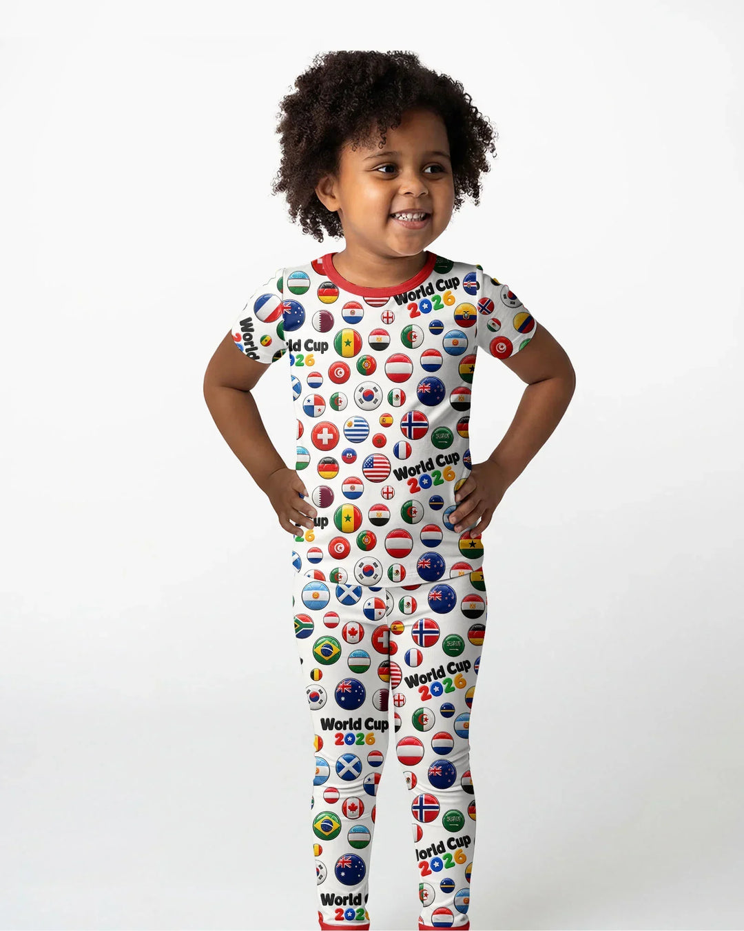 Soccer Cup All Country Balls Bamboo Two Piece Short Sleeve Pajama Set