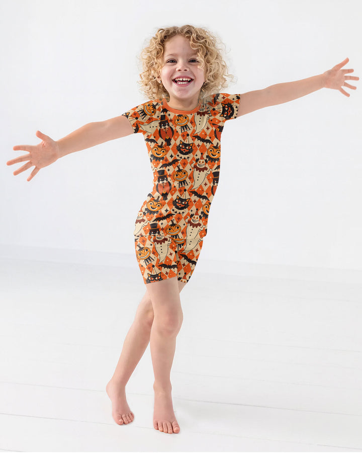 Vintage Halloween Carnival Bamboo Two Piece Short Sleeve Shorts Pajama Set
