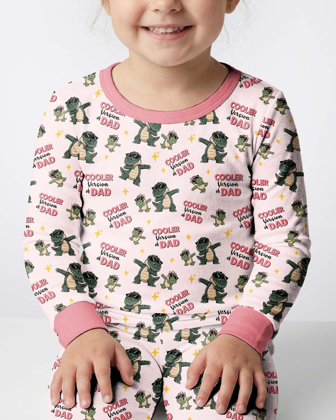 Cool Dino Daddy & Me Matching Bamboo Two Piece Long Sleeve Pajama Set