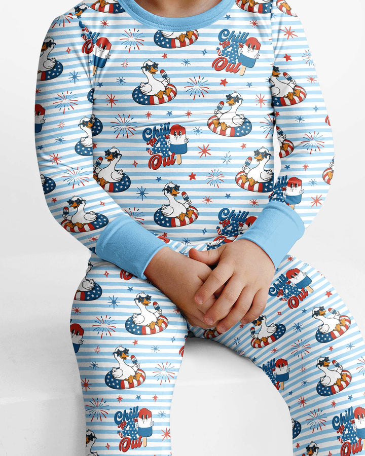 Zweiteiliges Langarm-Pyjama-Set mit Sommerfrüchten