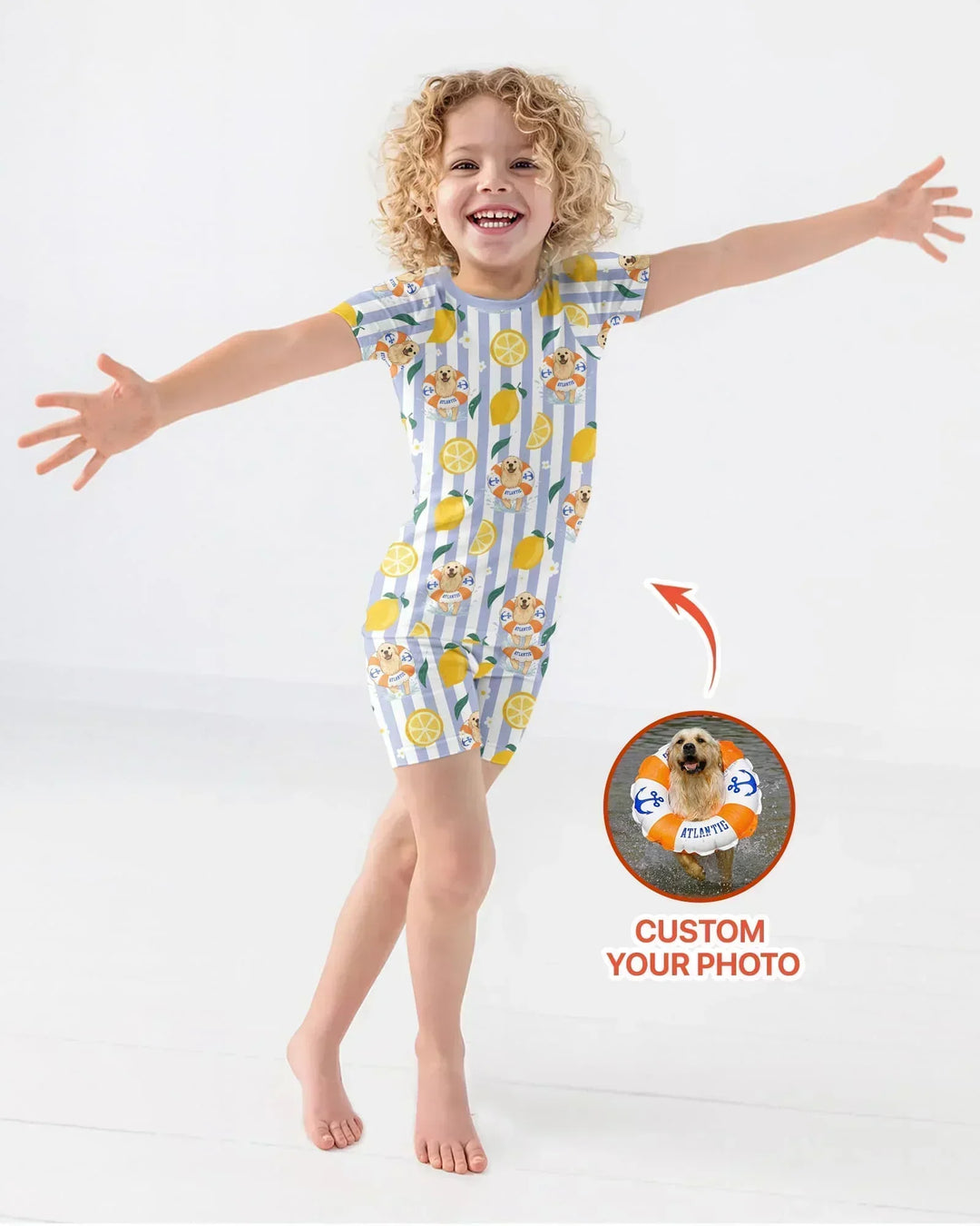 Zweiteiliges Pyjama-Set mit kurzen Ärmeln und Shorts im Sommer-Design