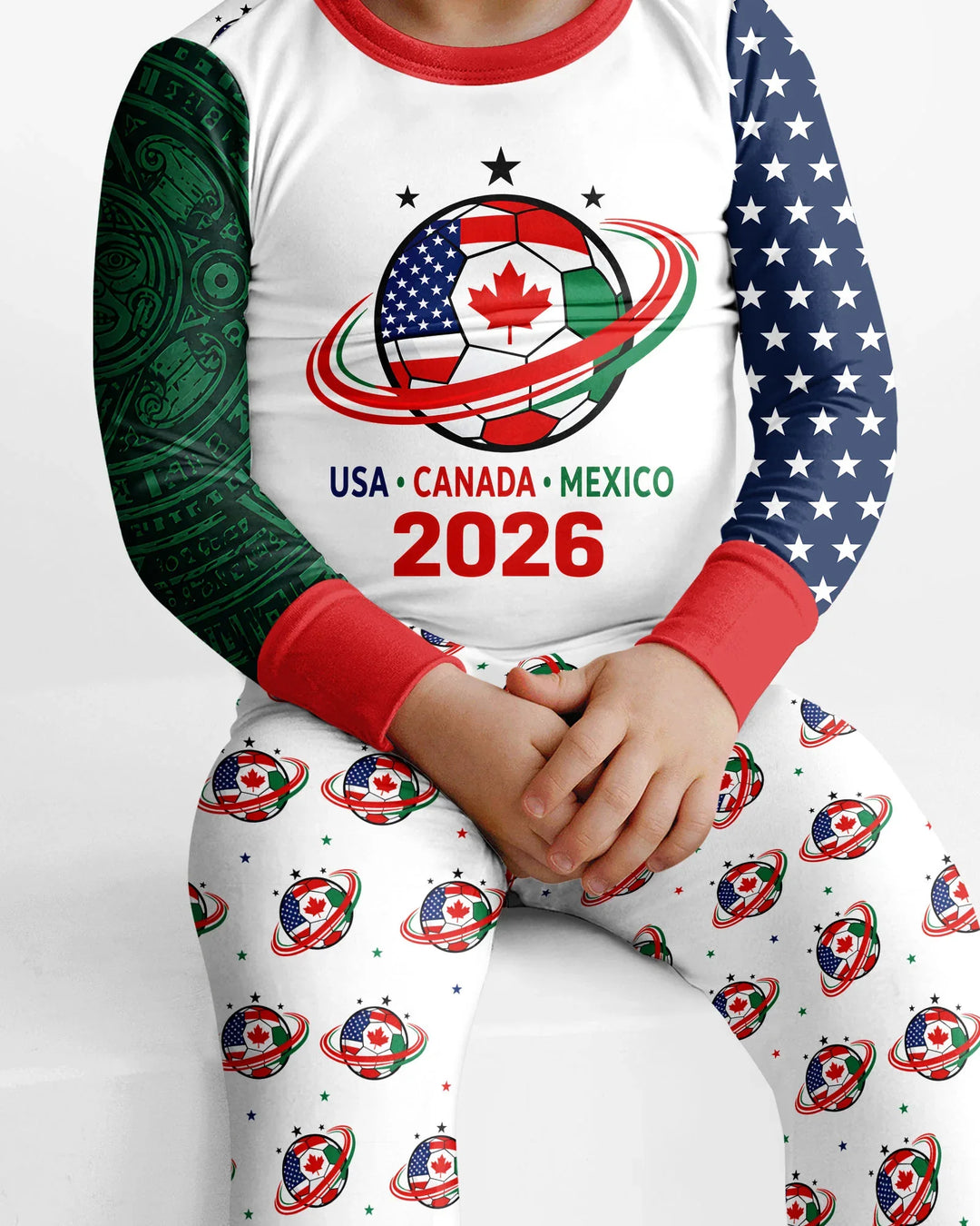 Soccer Cup USA Canada Mexico Bamboo Two Piece Long Sleeve Pajama Set