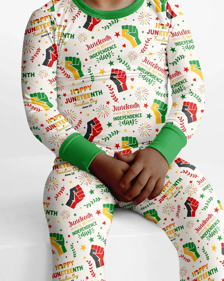 Happy Juneteenth Freedom Day Bamboo Two Piece Long Sleeve Pajama Set