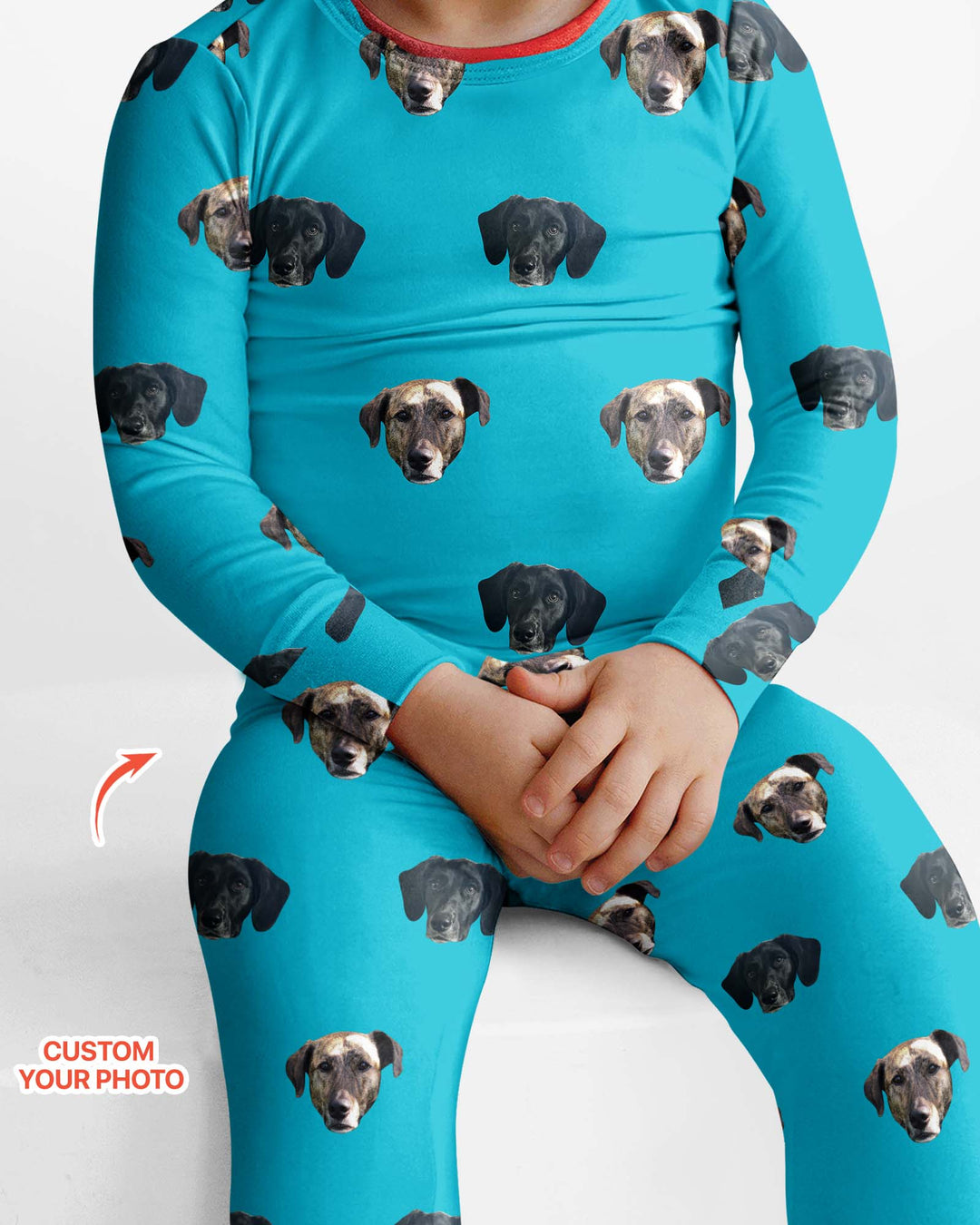 Custom Pet Face Photo Bamboo Two Piece Long Sleeve Pajama Set