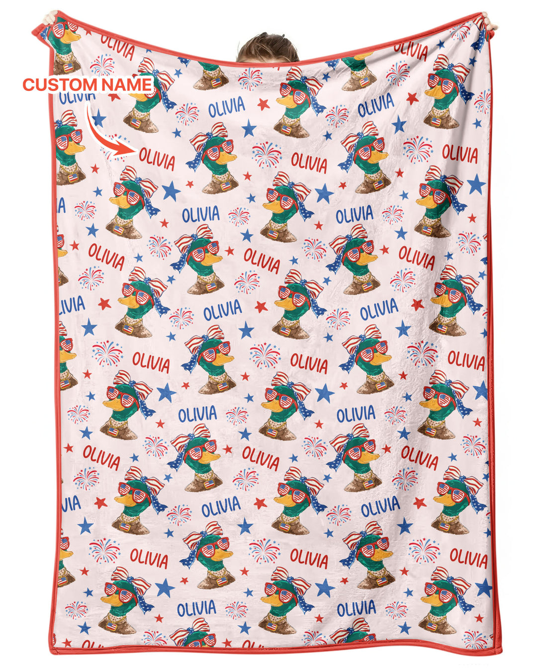 Custom Name Patriotic Mallard Duck Bamboo Blanket