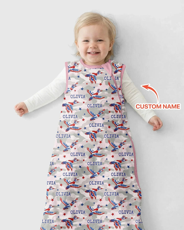 Custom Name America Mallard Duck Family Matching Bamboo Sleep Bag
