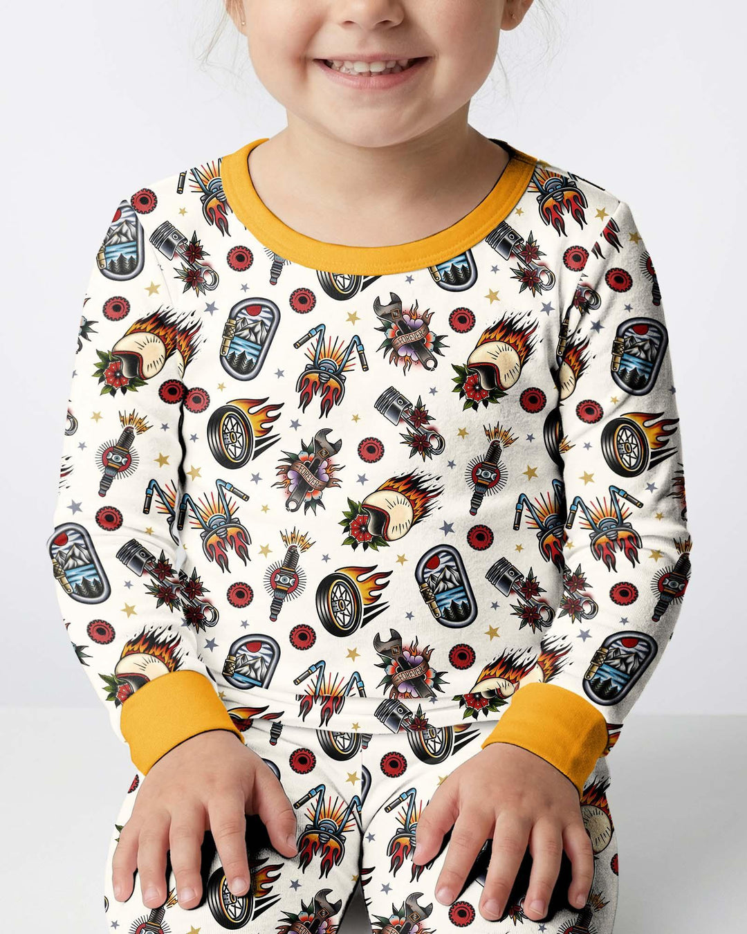 Born to Ride Together Family Matching Bamboo Two Piece Long Sleeve Pajama Set