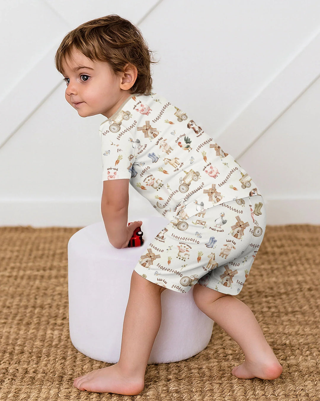 Old McDonald Farm Family Matching Bamboo Two Piece Short Sleeve Shorts Pajama Set