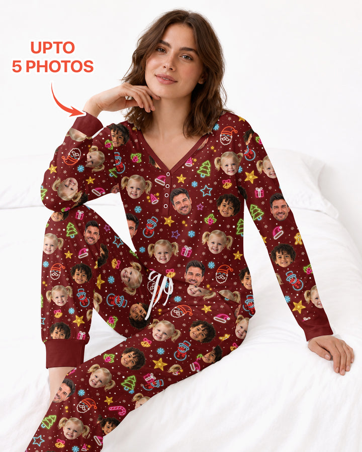 Christmas Faces Bamboo Women Pajama Set