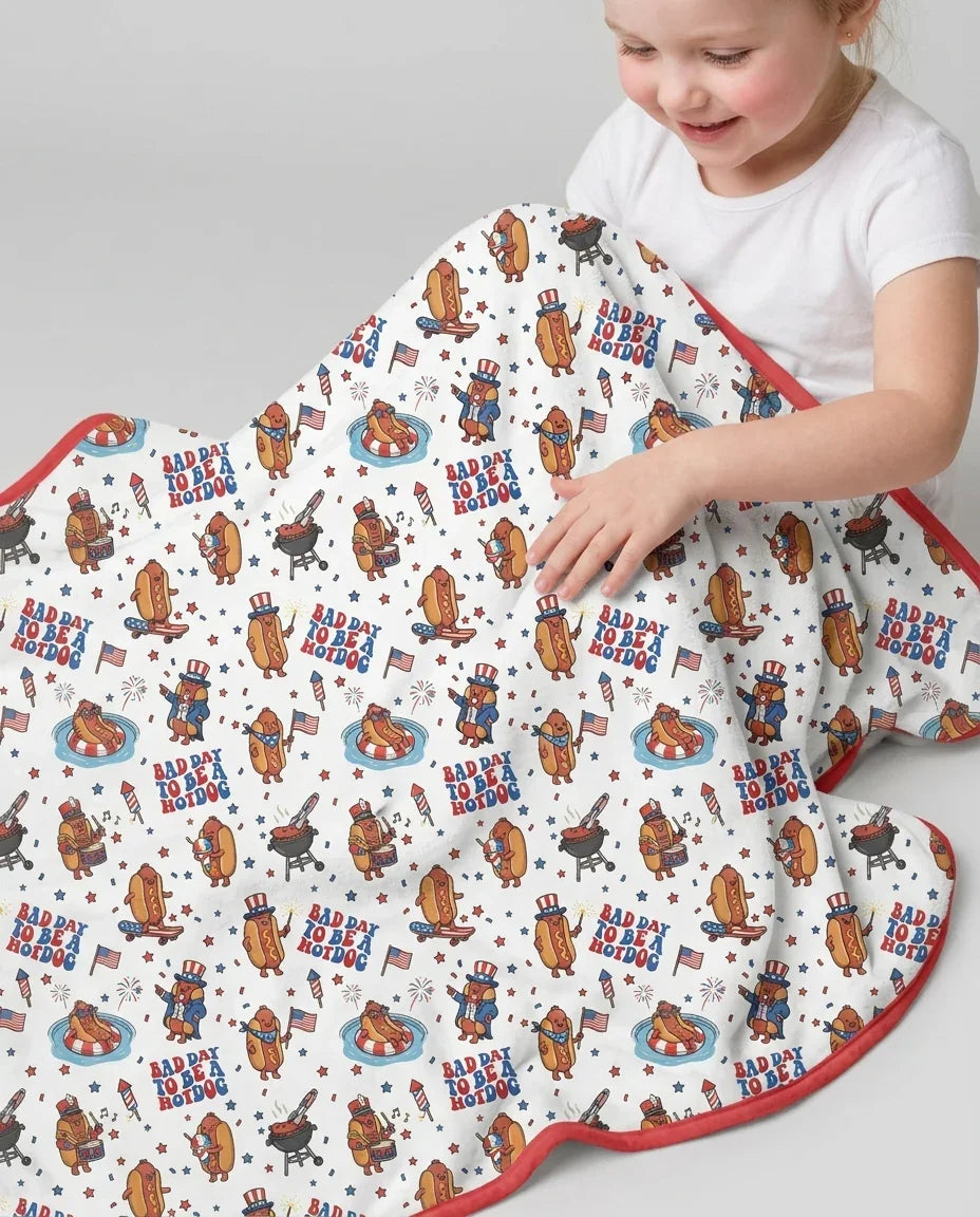 Hot Dog Patriotic Bamboo Blanket