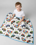 Monster Truck Birthday Boy Bamboo Blanket
