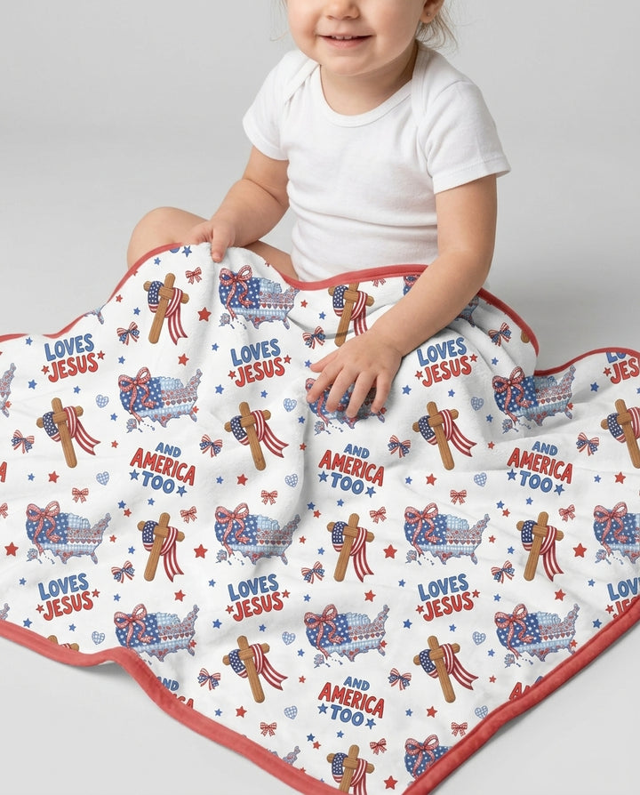 Loves Jesus And America Too Bamboo Blanket