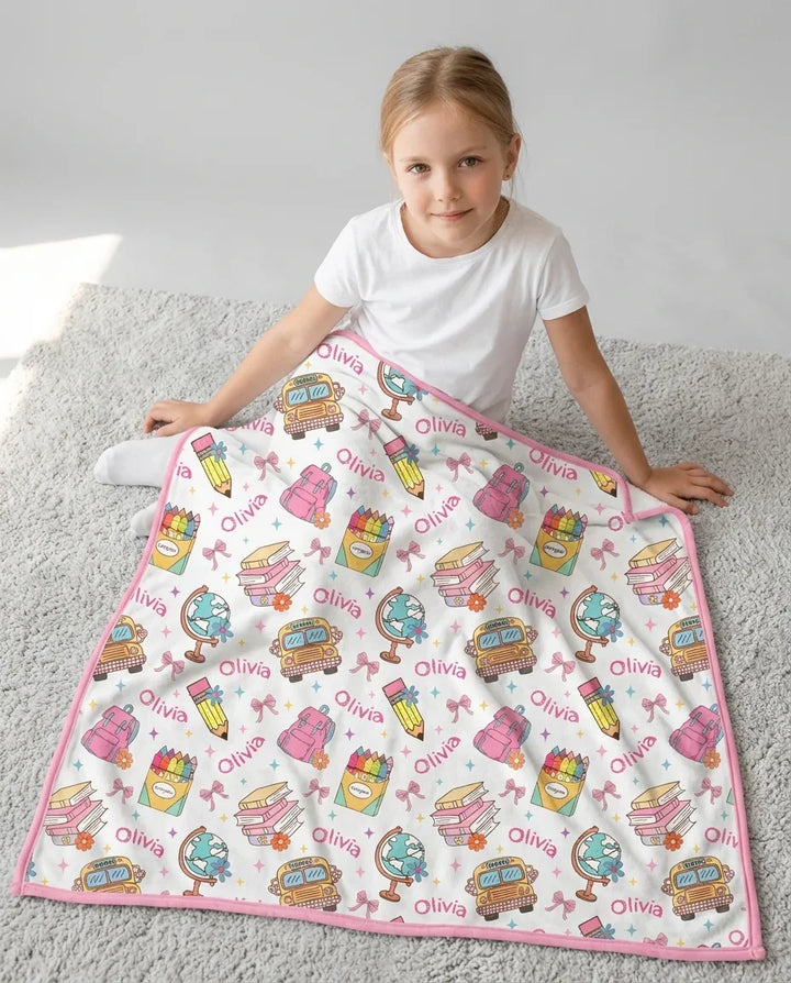 Custom Name Back To School Bamboo Blanket