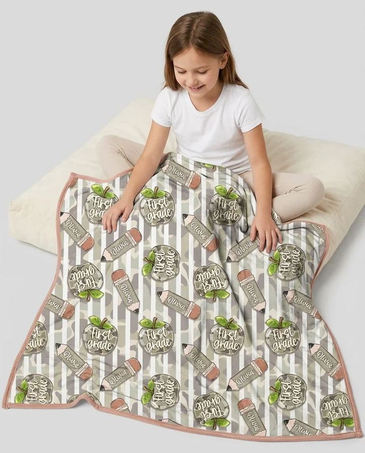 Custom Name Camo Apple Days Bamboo Blanket