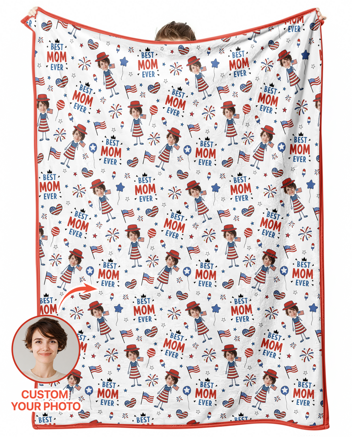 Custom Photo Best Patriotic Family Ever Bamboo Blanket