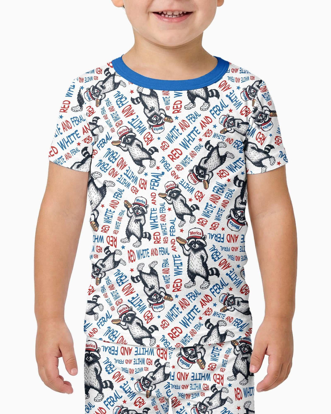 Red White and Feral Bamboo Two Piece Short Sleeve Pajama Set