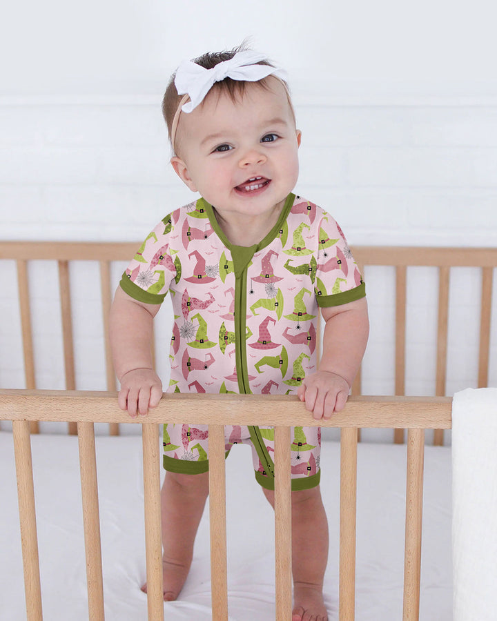 Pink Witch Hat Halloween Bamboo Shorty Zippy