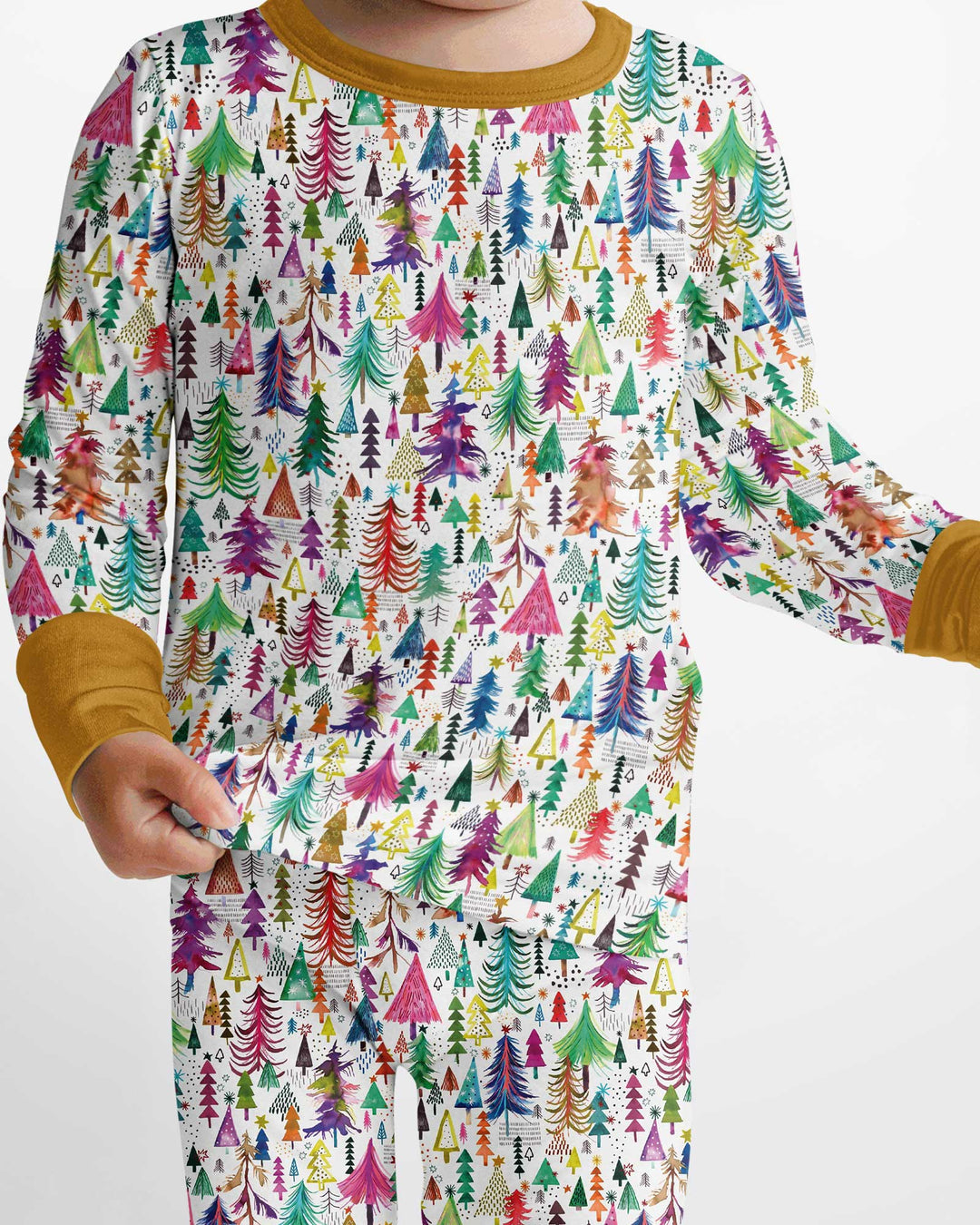 Christmas Trees Decoration Bamboo Two Piece Long Sleeve Pajama Set