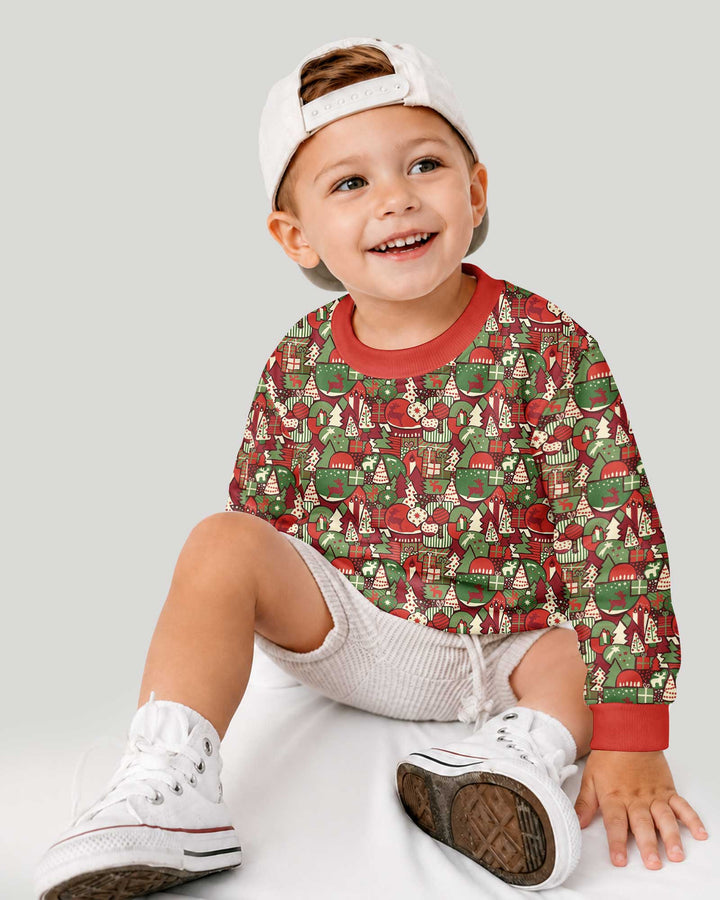 Christmas Time Mosaic Bamboo Crewneck Sweatshirt