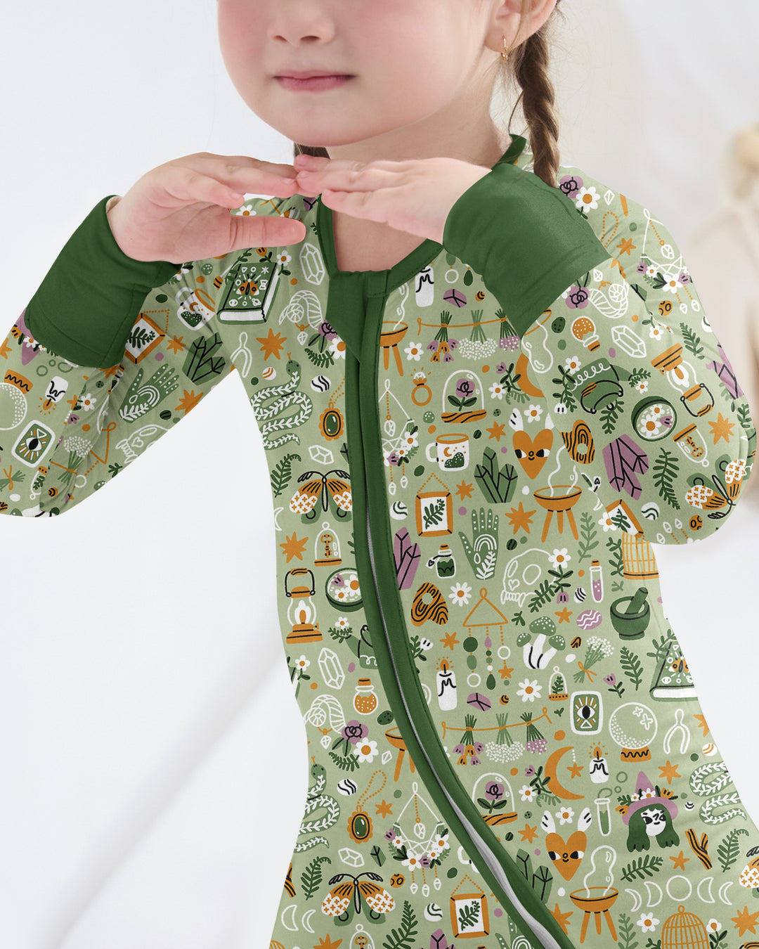 Boho Witchy Celestial Magic Floral Bamboo Convertible Zippy