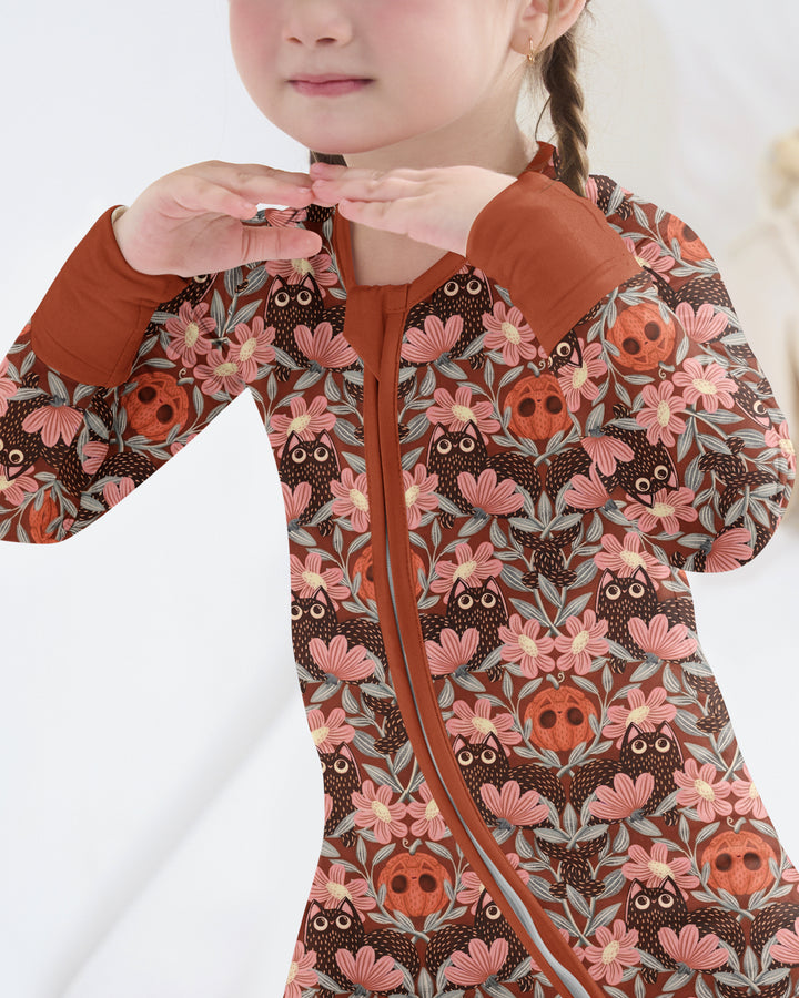 Spooky Owl Pumpkin Folk Floral Halloween Bamboo Convertible Zippy