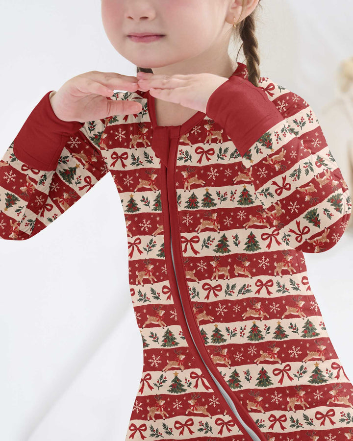 Vintage Reindeer Christmas Stripes Bamboo Convertible Zippy