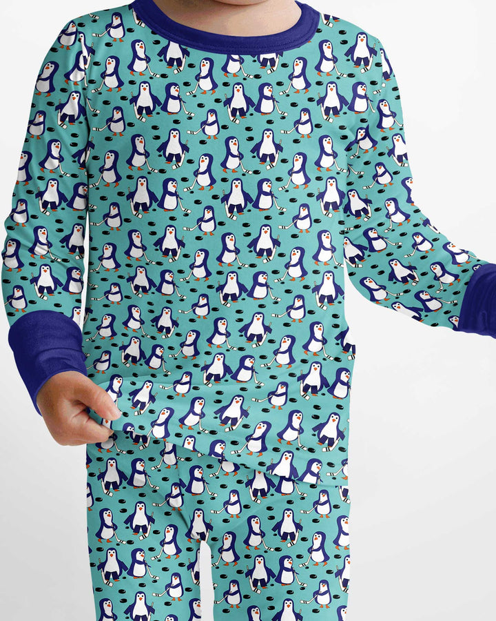 Penguin Hockey Bamboo Two Piece Long Sleeve Pajama Set