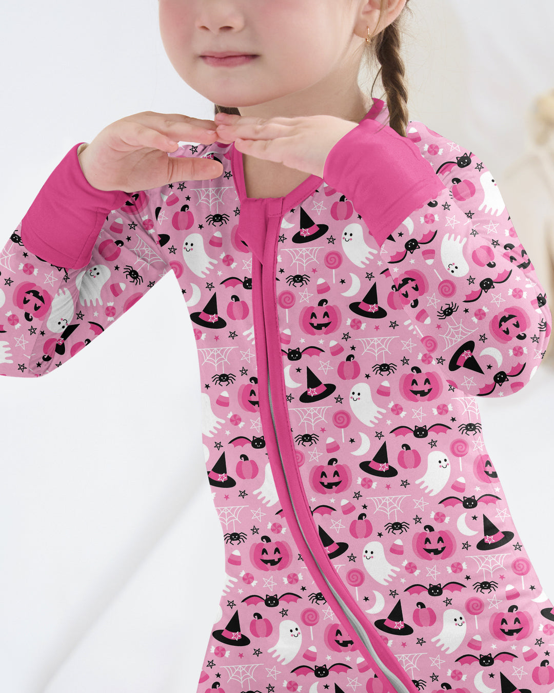 Cute Pink Halloween Ghost Pumpkin Witch Bamboo Convertible Zippy